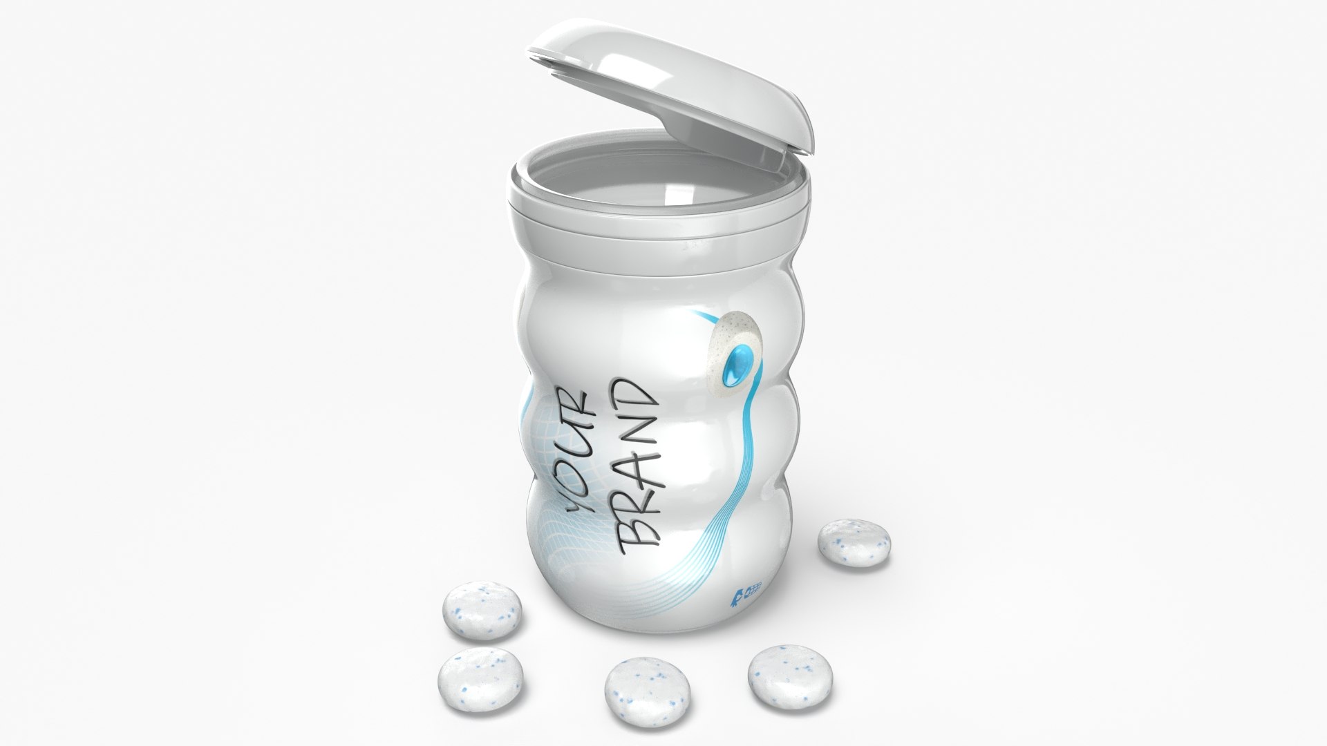 Chewing Gum 50pc Curvy Bottle Mockup 3D model preview