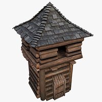 Medieval Wooden Tower with Roof