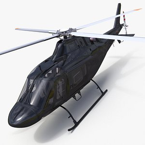 3D model Utility Helicopter Black Simplified Rigged for Maya