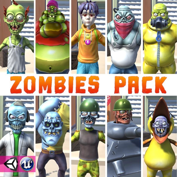 Cartoon zombie pack unity model - TurboSquid 1492898