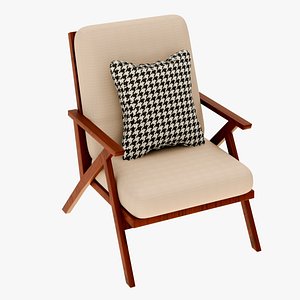 Armchair wood and fabric 3D model