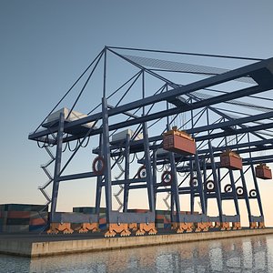 3d port crane container