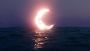 Luna saliendo del oceano