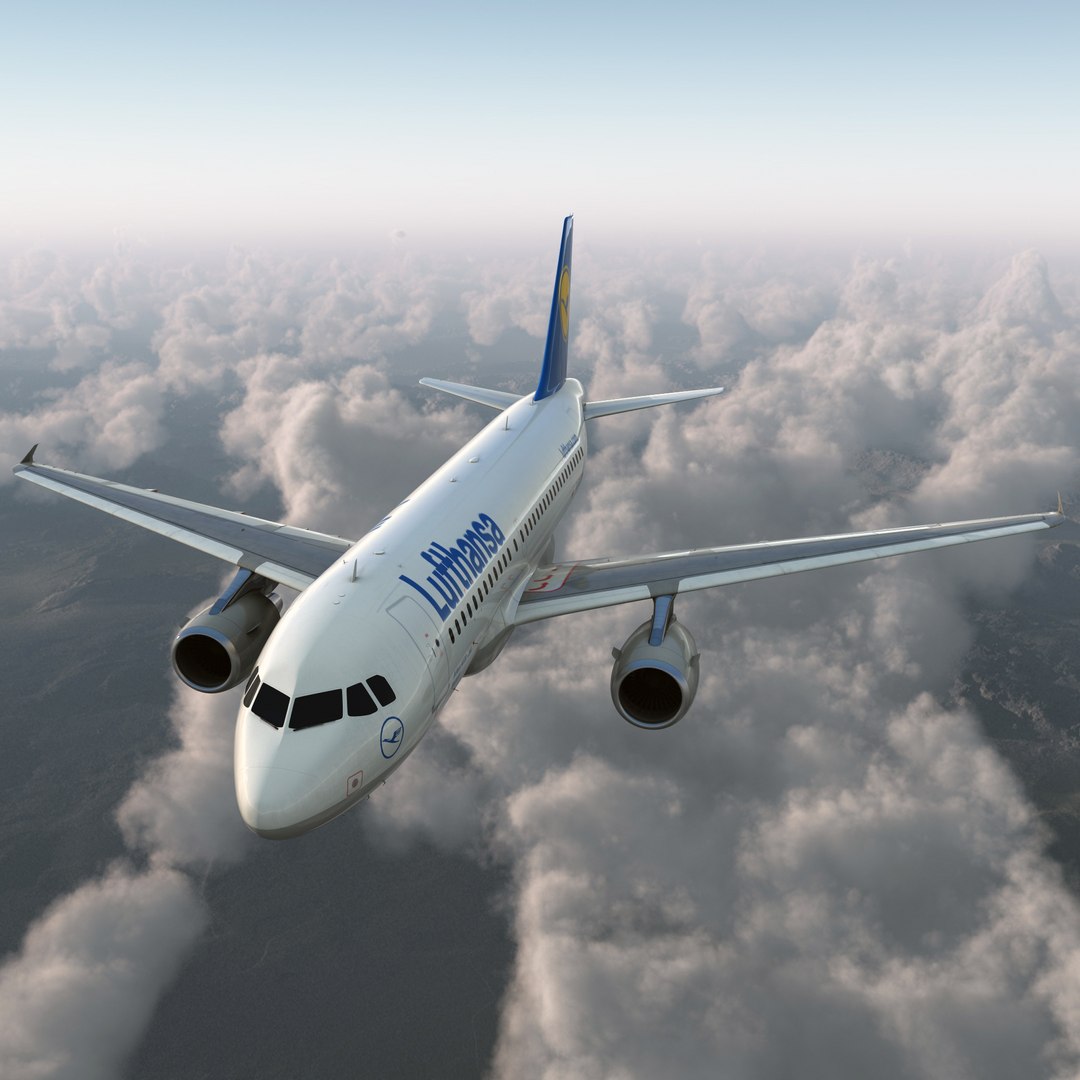 Airbus A319 Lufthansa Rigged 3D model preview