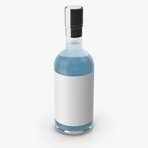 3D Blue Dry Gin Bottle