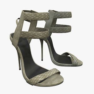 Braided Ankle Strap Peep-toe Heeled Sandals 3D model
