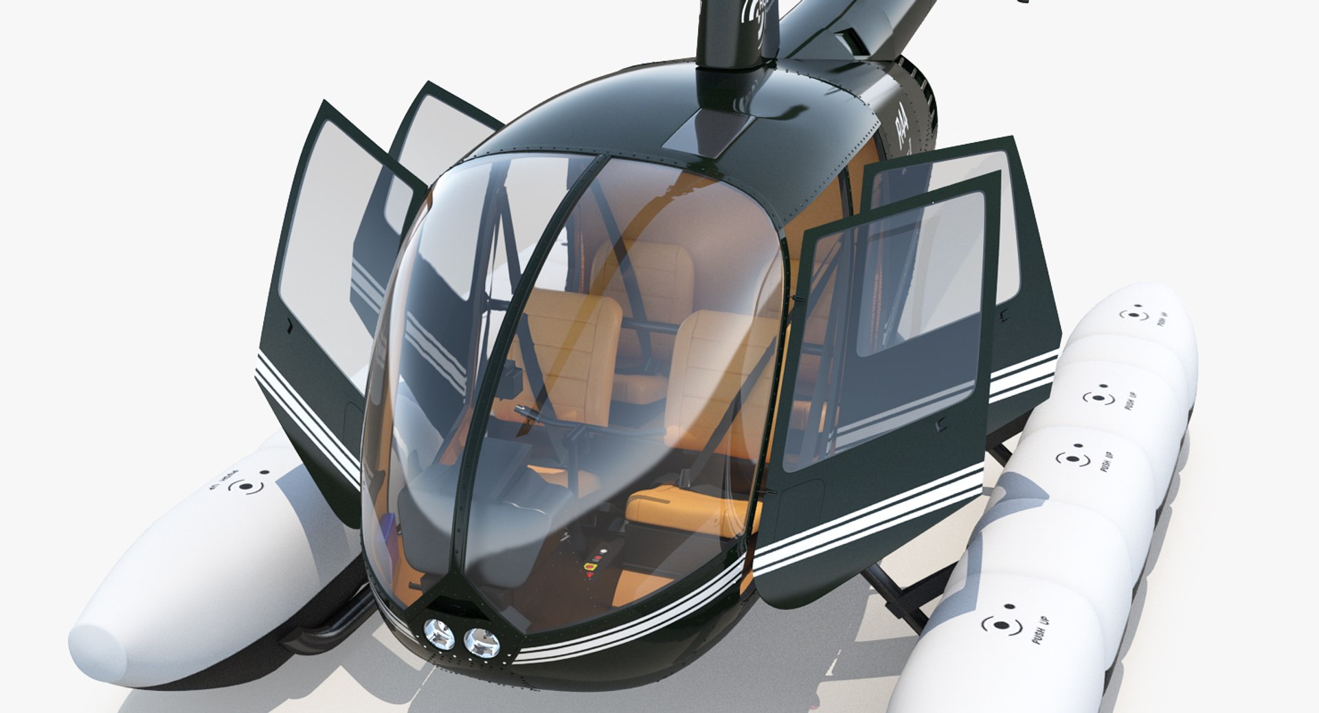 3d helicopter robinson r44 floats model