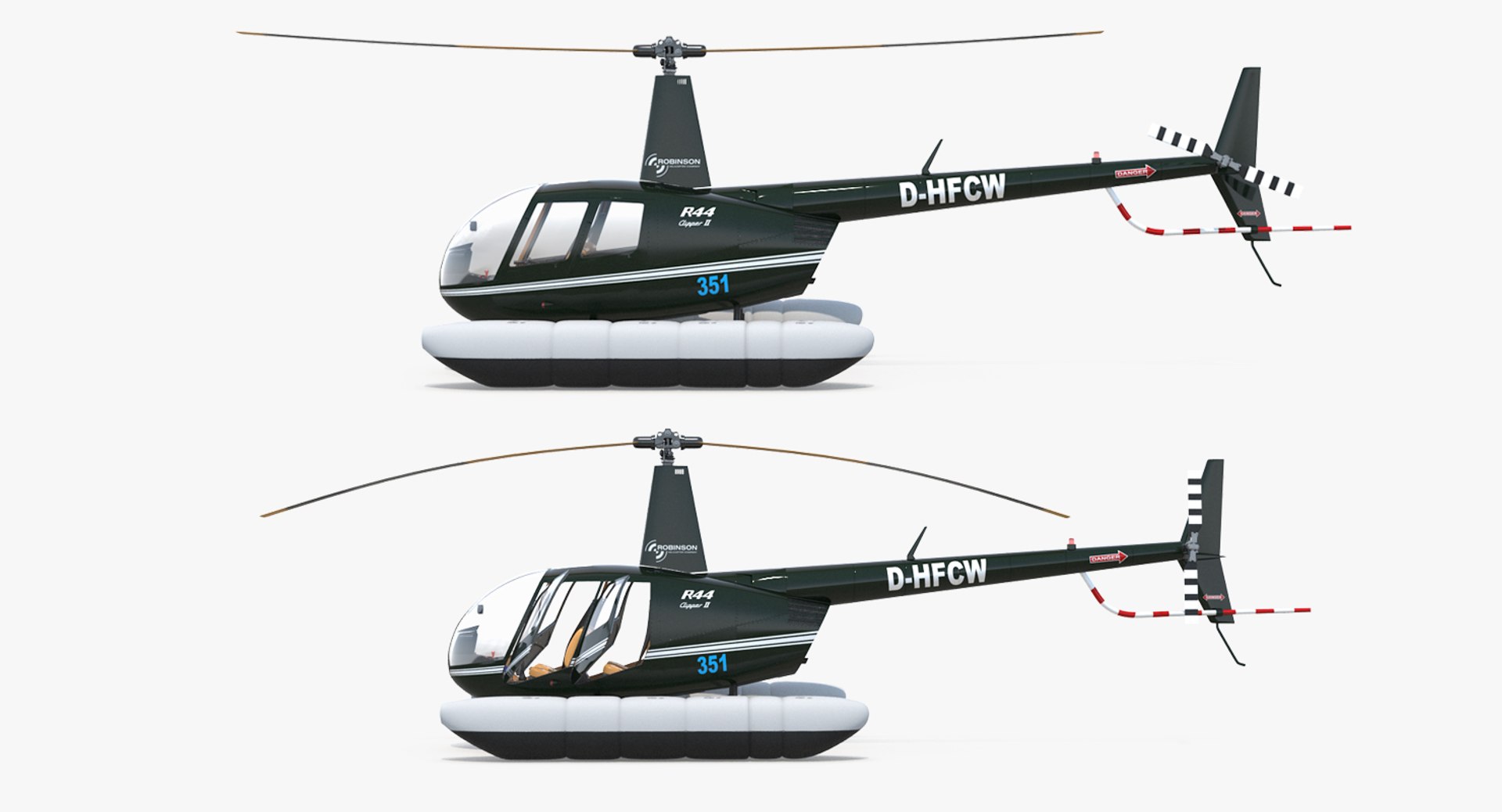 3d helicopter robinson r44 floats model