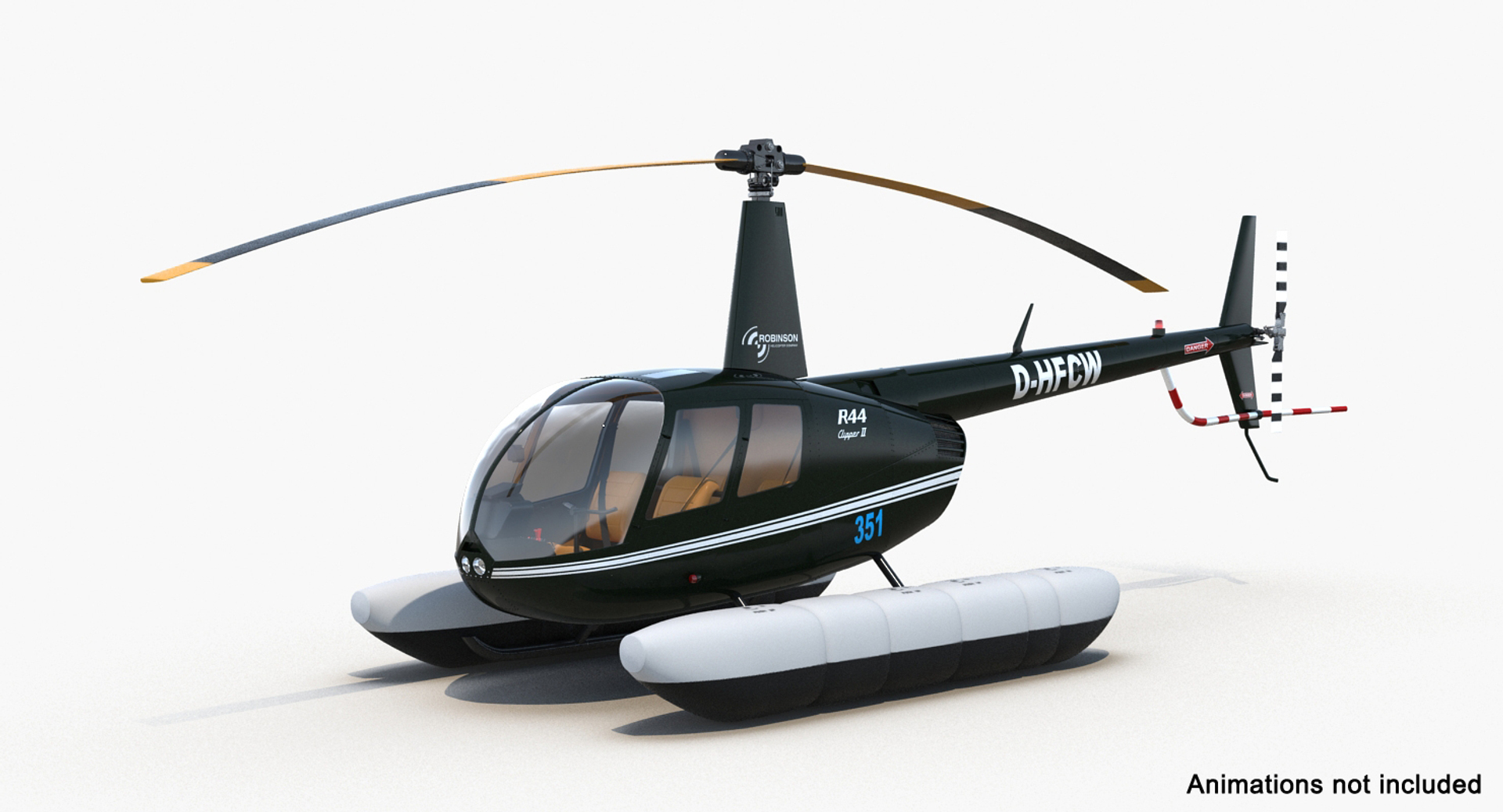 3d Helicopter Robinson R44 Floats Model