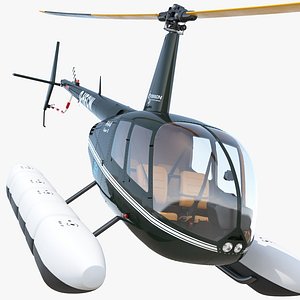 3d helicopter robinson r44 floats model