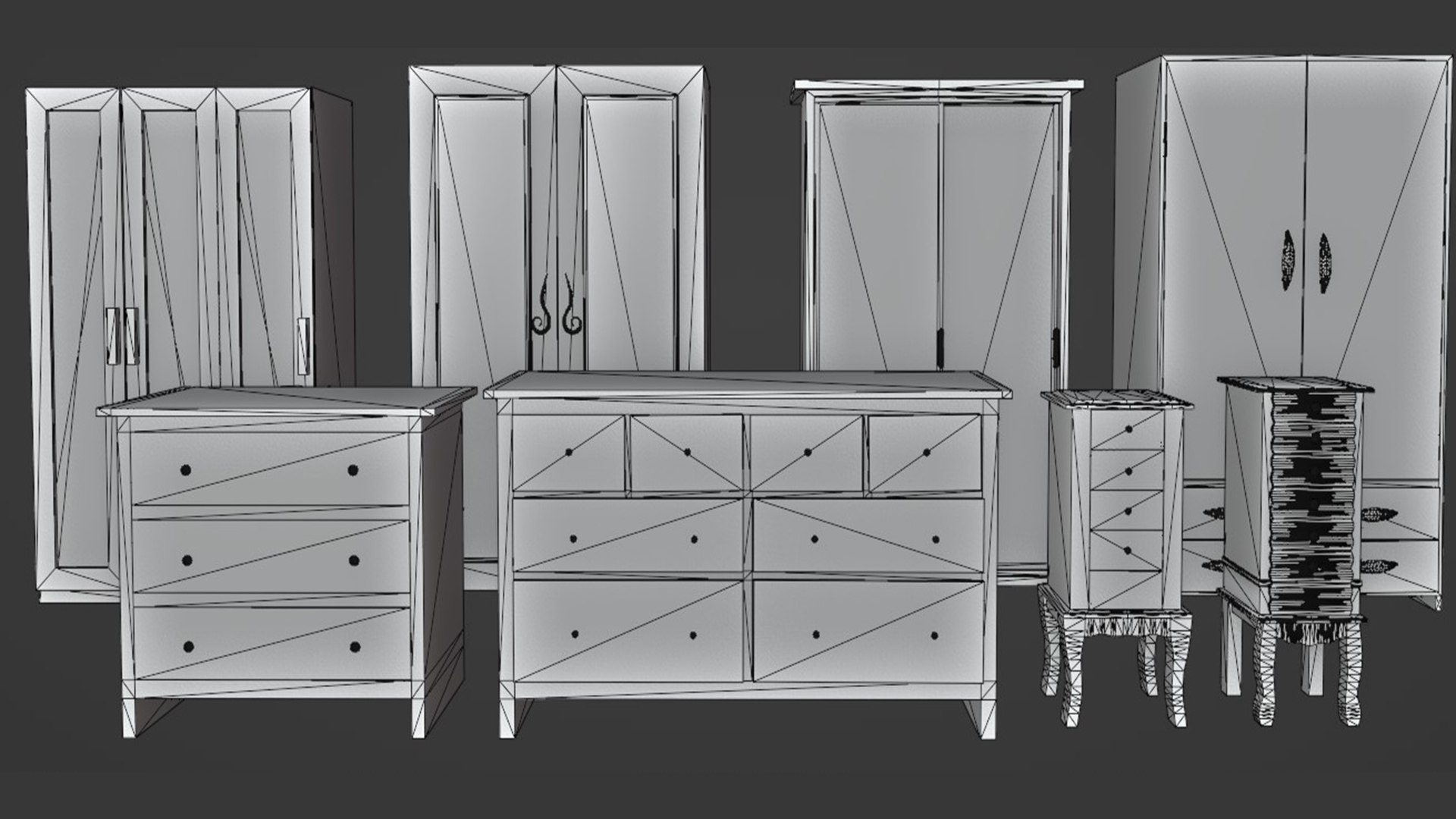 Set of old wardrobes Low-poly 3D model 3D model https://p.turbosquid.com/ts-thumb/uA/ksq1Zf/GH/wire2/jpg/1679570317/1920x1080/fit_q87/26cad9fd5ee7e25affaa1195184130c5a62485df/wire2.jpg