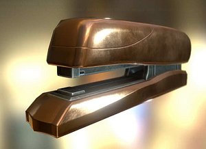 3d model stapler rigged copper
