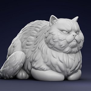 Grumpy Fluffy Persian Cat 3D Print Model 3D model