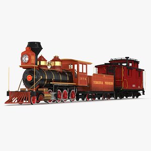 Vintage Steam Locomotive with Caboose