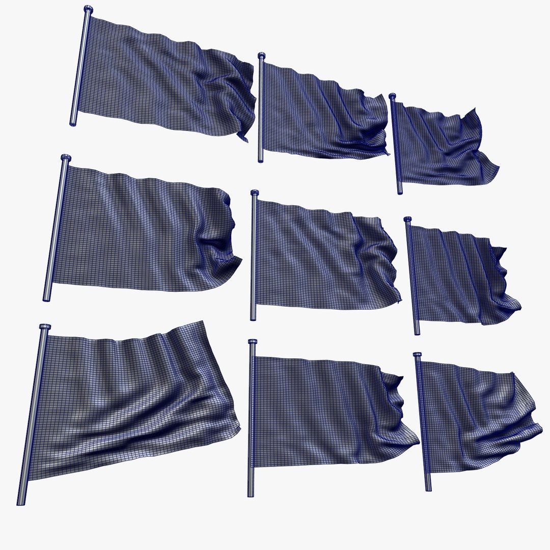 3d Model Of Realisticly Deformed Flags