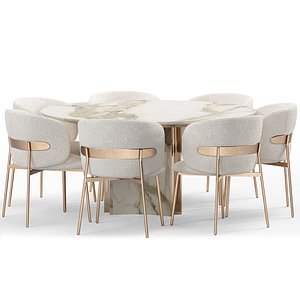 3D Blaze chair in milky velour and KERWAN table by Visionnaire
