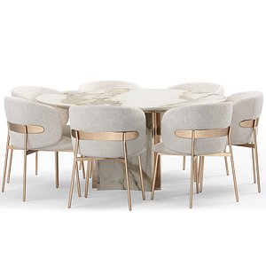 Blaze chair in milky velour and KERWAN table by Visionnaire