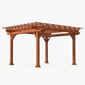 Natural Wooden Pergola 3D model