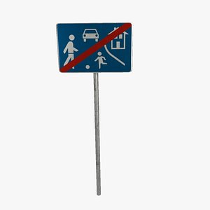 3D model Traffic sign End of residential area