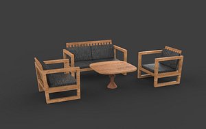 Simple Seater Sofa 3D model 3D model