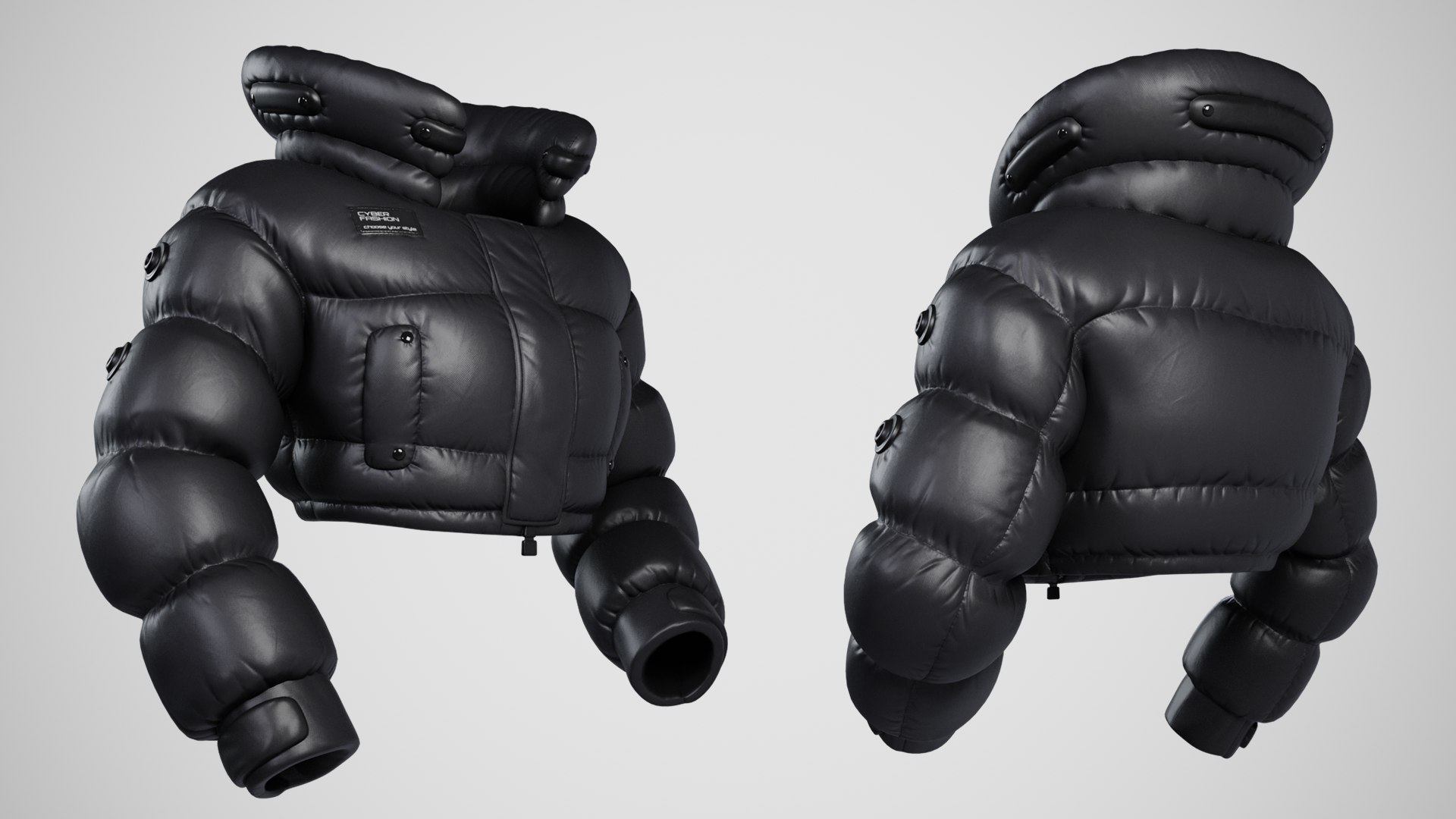 Black Puffer Jacket 3D - TurboSquid 2245761