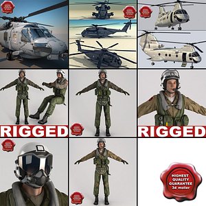 navy helicopters v2 3d model