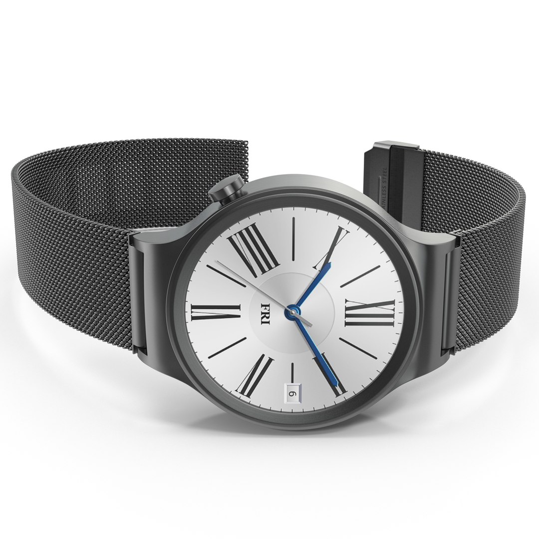 Huawei Watch 2 Dark Metal Band 3D Model 3D model preview
