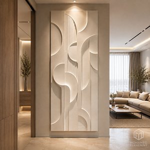 3D Modern Abstract Geometric Decor Bas Relief Mural STL CNC 39 model