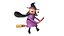Strega strega Strega donna cartone animato donna Zia nonna Halloween stile cartone animato manico di scopa a cavallo Strega th