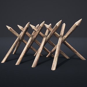 3D PALISADE BARRIER BARRICADE WALL DAM MEDIEVAL WOODEN VILLAGE FORT