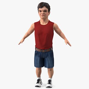 Dwarf Man Wearing Summer Clothes A-pose