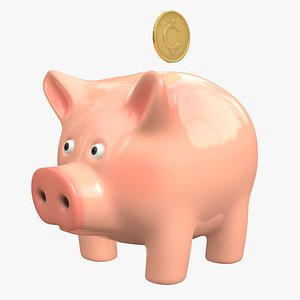 Piggy Bank and Coin