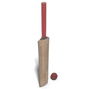 3D model Cricket Bat and Ball