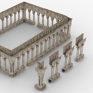 Medieval Stone Cloister Colonnade Modular Pack