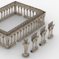 Medieval Stone Cloister Colonnade Modular Pack