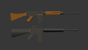Low-poly M16 and FN FAL Western Assault Rifles Vol 1