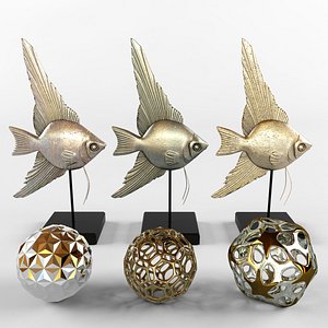 bronze fish decor 3d model