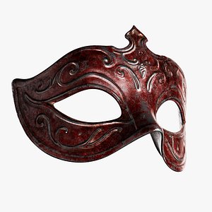 Female Blood-Stained Venetian Masquerade Mask - Gothic Horror Game-Ready 3D Model