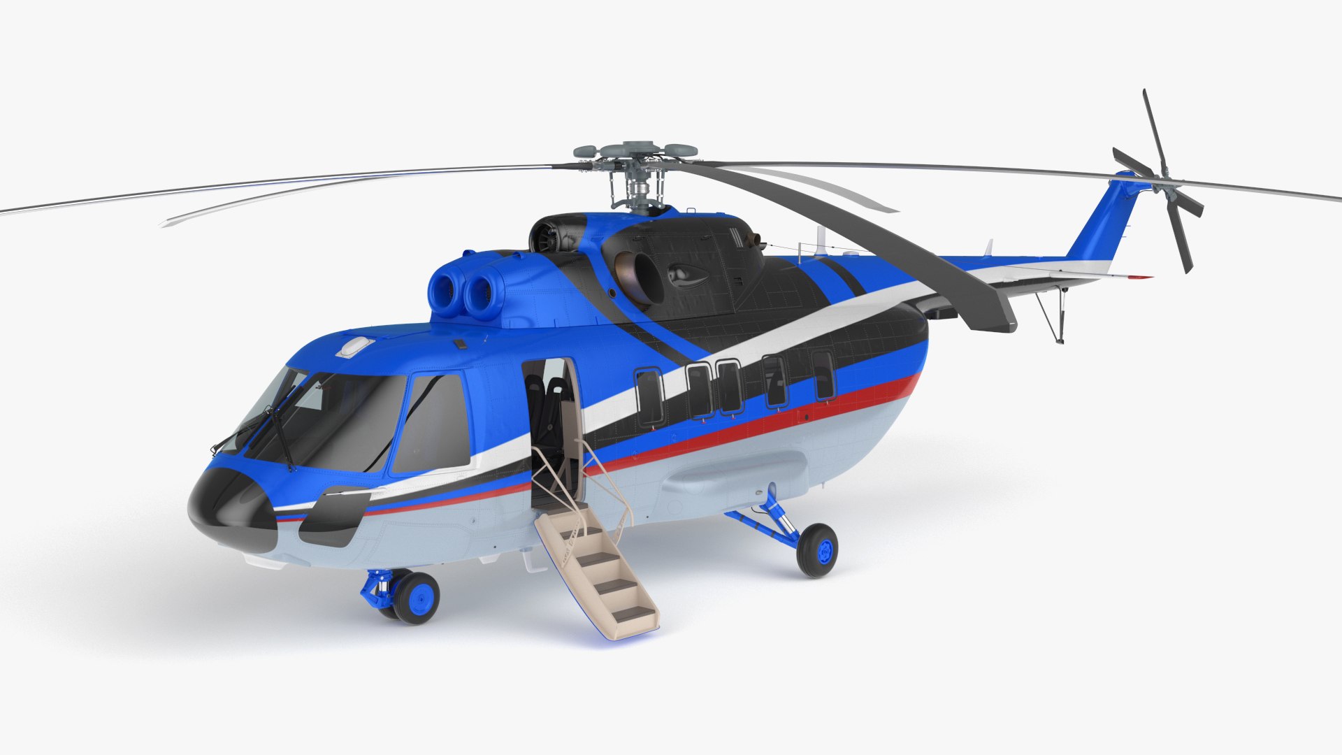 Interethnic Helicopter MI-171 A3 Blue Rigged for Cinema 4D 3D model preview