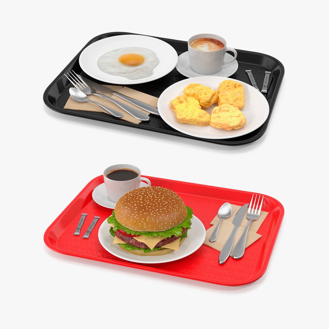 Fast Food Trays Collection 3D model preview