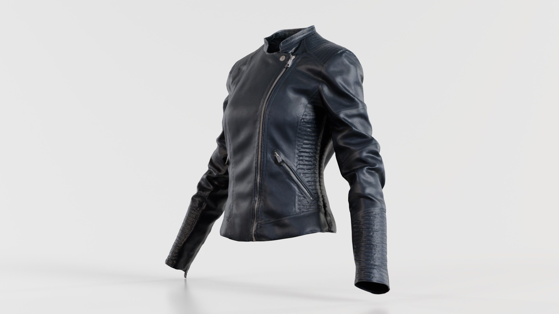 Biker Jacket Black Closed Remastered 3D Model - TurboSquid 2361367