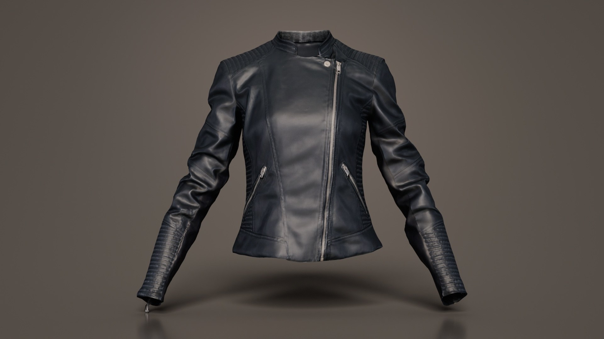 Biker Jacket Black Closed Remastered 3D Model - TurboSquid 2361367