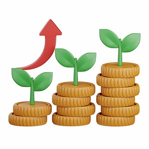 3d rendering growth isolated useful for business and finance design element