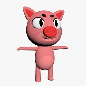 3D cartoon toon pig model