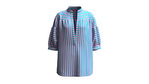 3D Girls Modern Mandarin Collar Striped Shirt