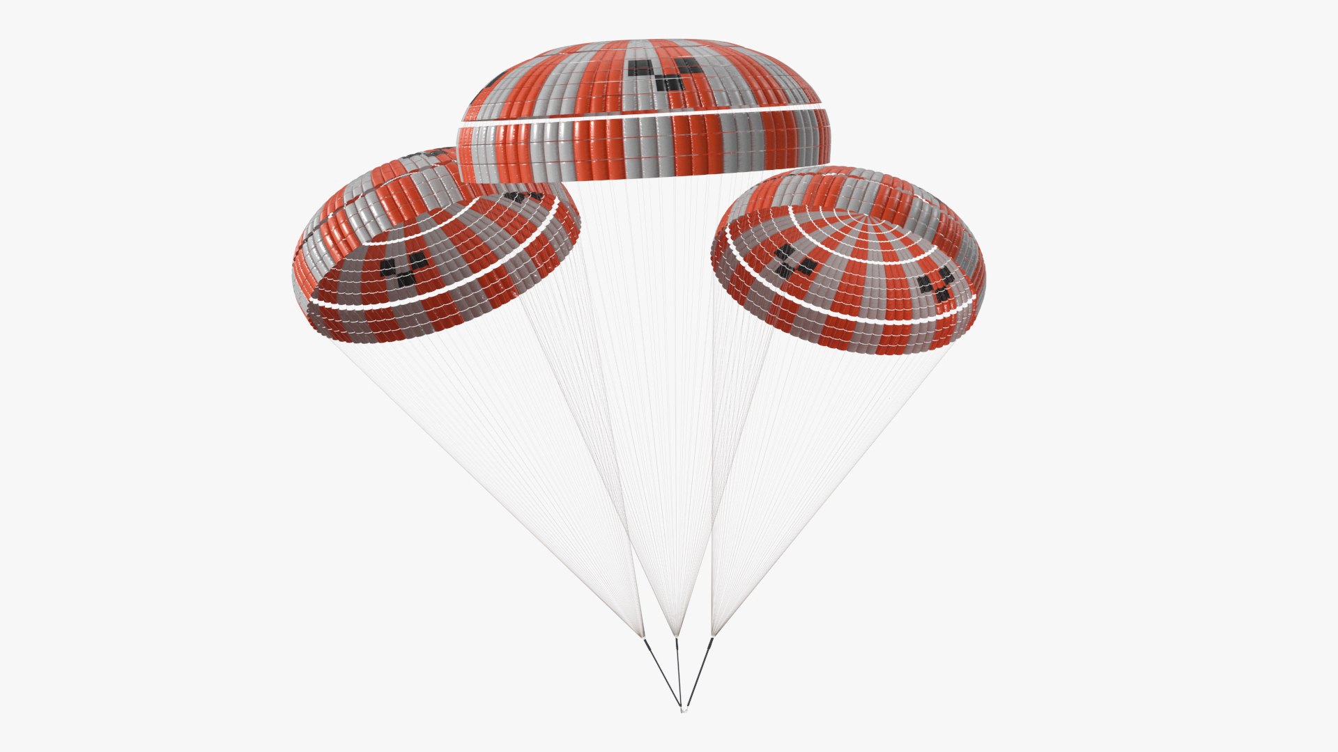 Capsule Triple Parachute Orange 3D model preview