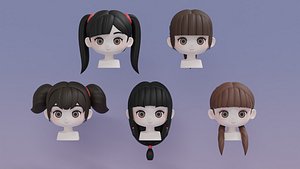 Female Hair Style Set 01 3D model