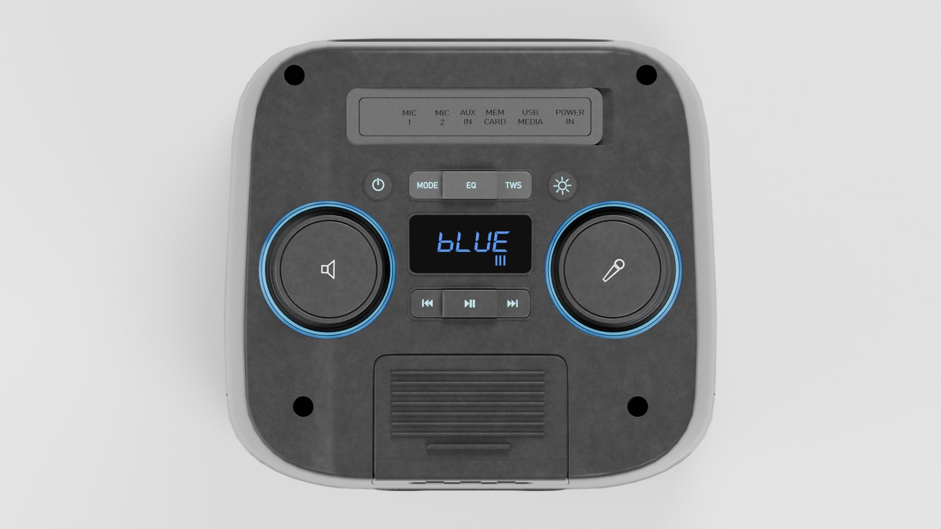 Portable Black Speaker with Blue Light Ring model https://p.turbosquid.com/ts-thumb/uD/hGzgdT/Iq/preview_4/png/1791782332/1920x1080/fit_q87/e70ed2a00a2a0b0dde48a157b1629b034e5c7f36/preview_4.jpg