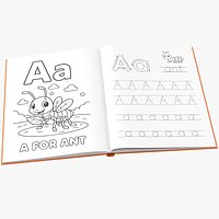 Kids Open Coloring Book With Illustrated Front And Back Cover 3D Model