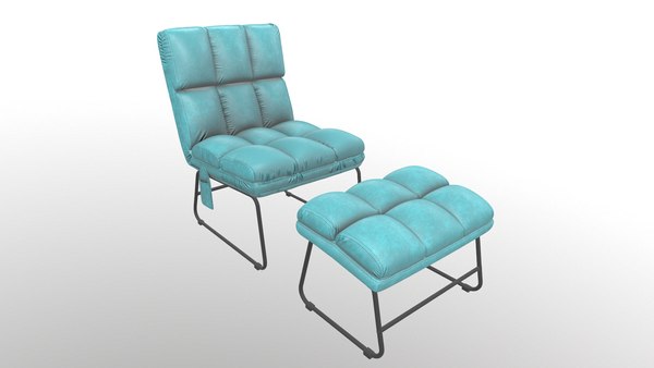 Armless Chair and Ottoman 3D model